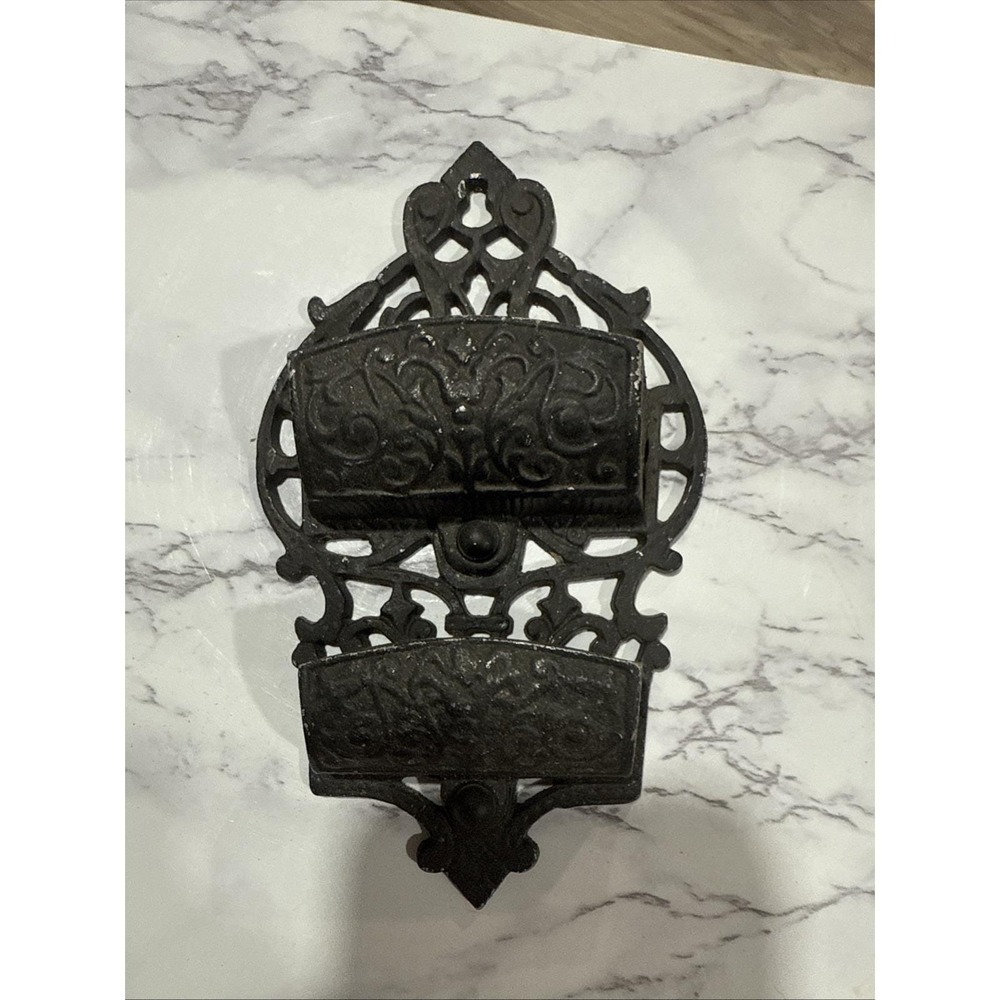 VINTAGE  CAST IRON MATCH STICK HOLDER - WALL MOUNT
